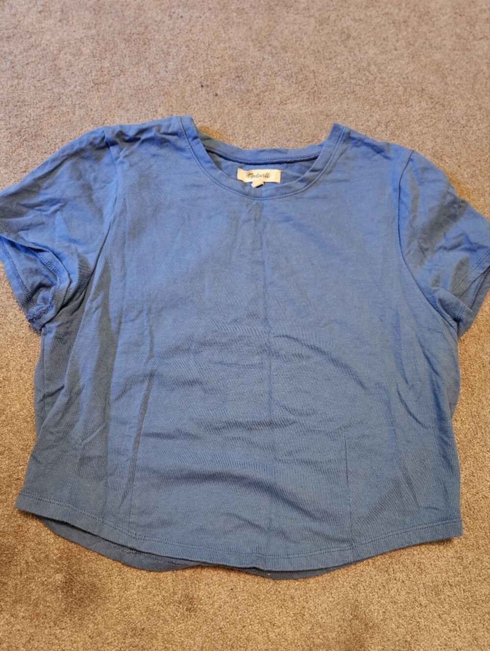 Madewell Short Sleeve Cropped Crewneck T-Shirt in Blue